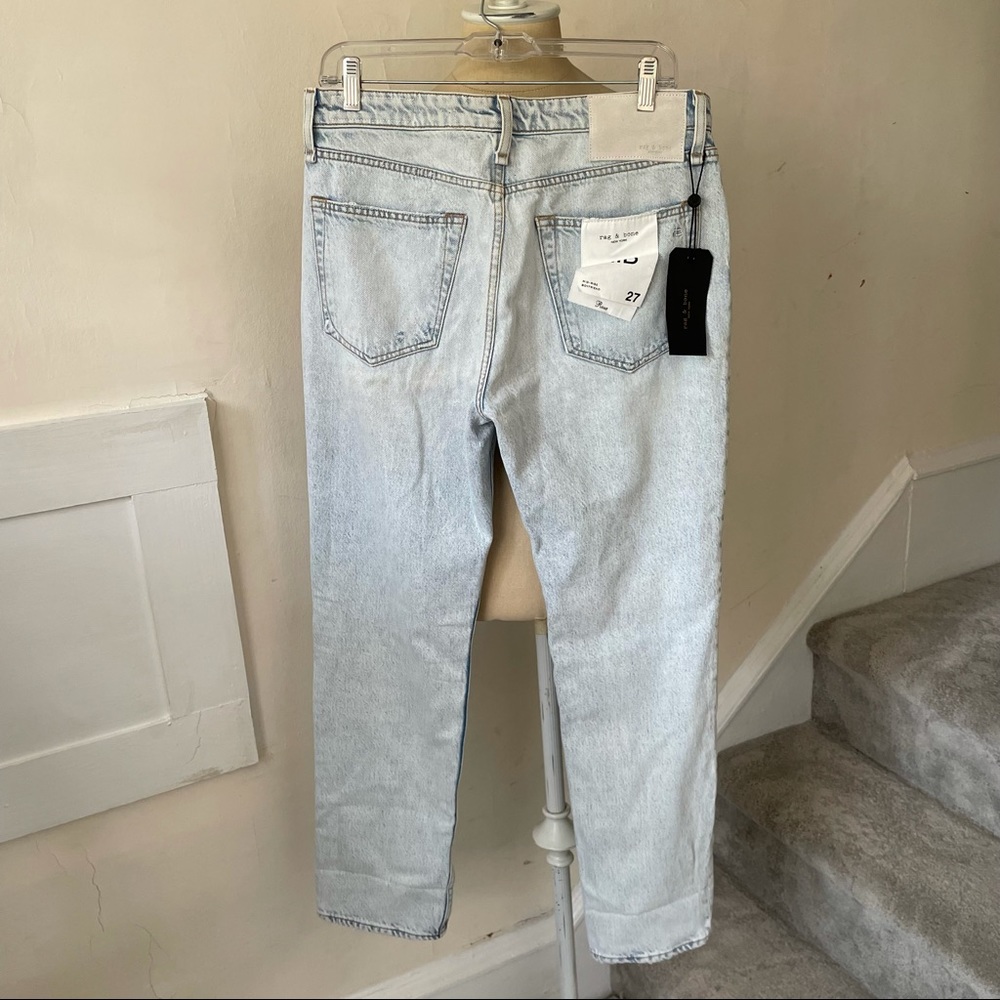 Rag & Bone/JEAN Light Wash Blue Rochelle Distressed Rosa Mid-Rise Boyfriend Jean - Picture 7 of 12